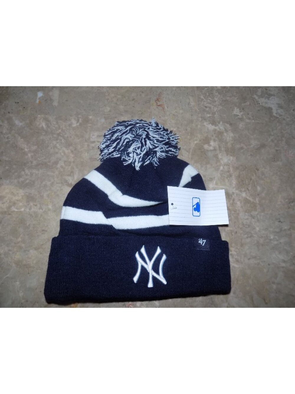 New York Yankees '47 Brand Breakaway Navy Cuff Knit Hat with Pom